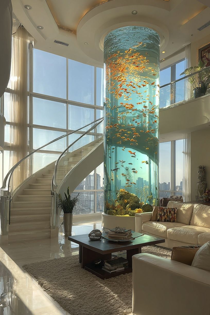 Luxury Aquarium Interior Photography Poster. poster detail