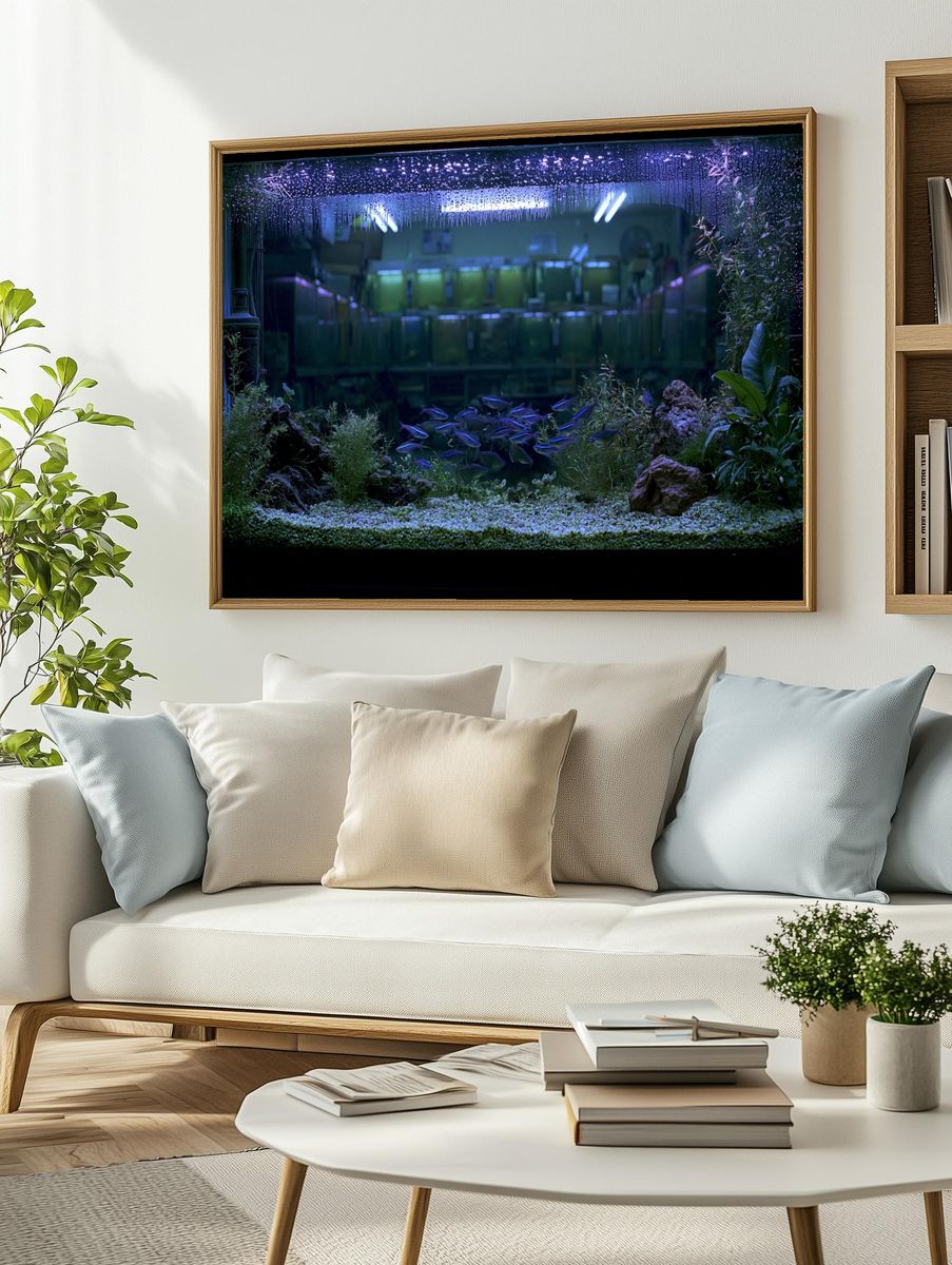 Aquarium Nightscape Photography Poster. — room view 2