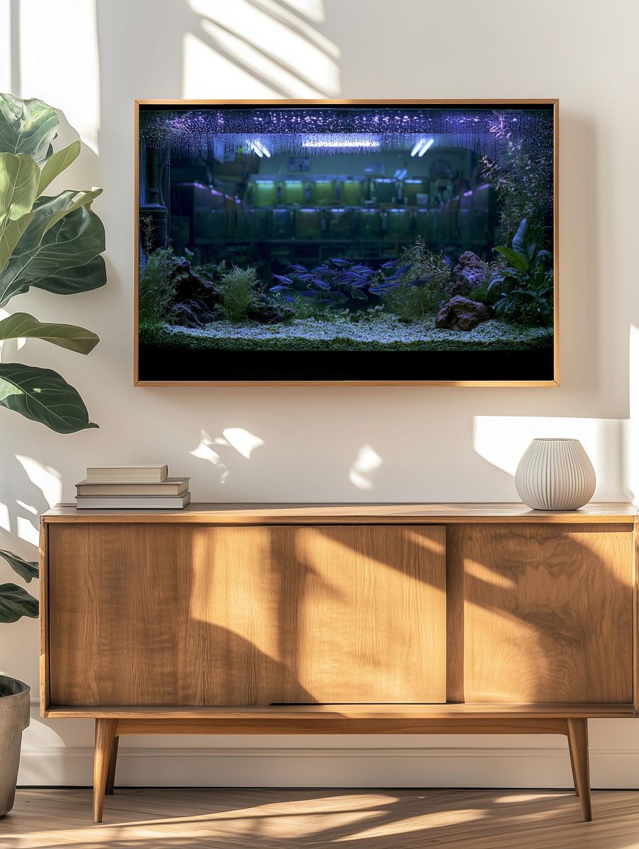 Aquarium Nightscape Photography Poster. — room view 3
