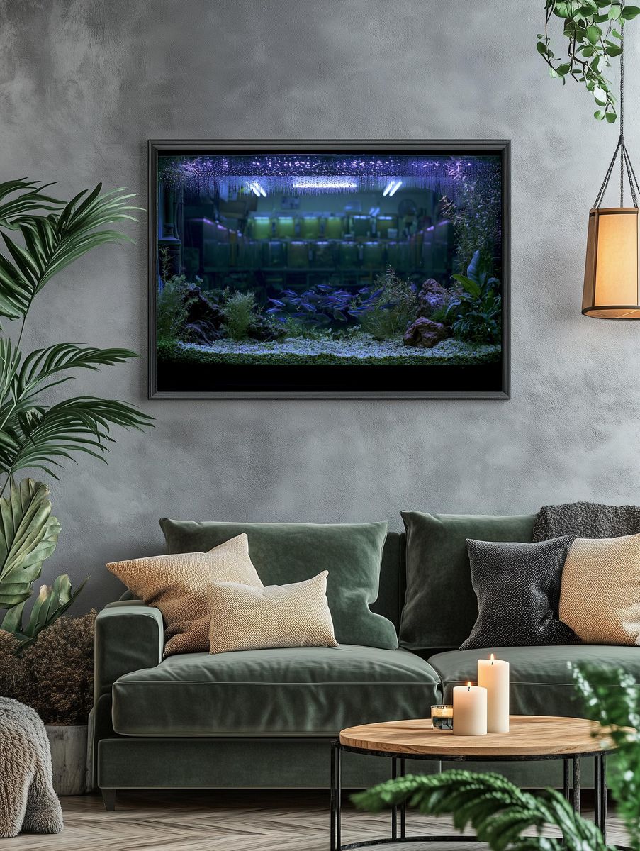Aquarium Nightscape Photography Poster. — room view 4