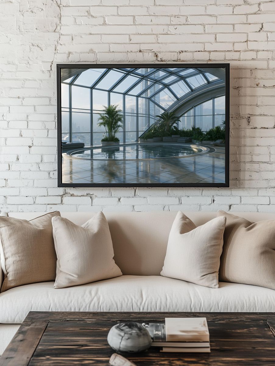 Skyline Indoor Pool Architecture Print. room preview