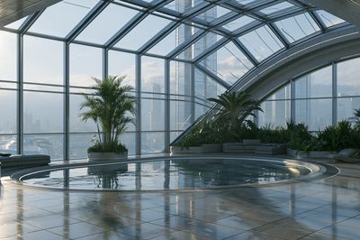Skyline Indoor Pool Architecture Print. poster