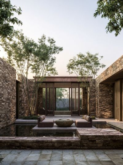 Modern Courtyard Architecture Print. poster