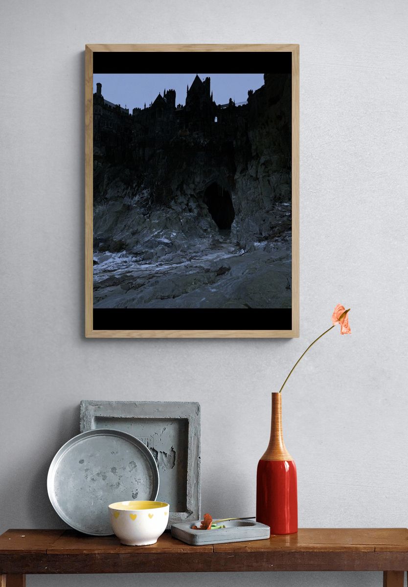 Moonlit Cliff Castle Poster. — room view 3