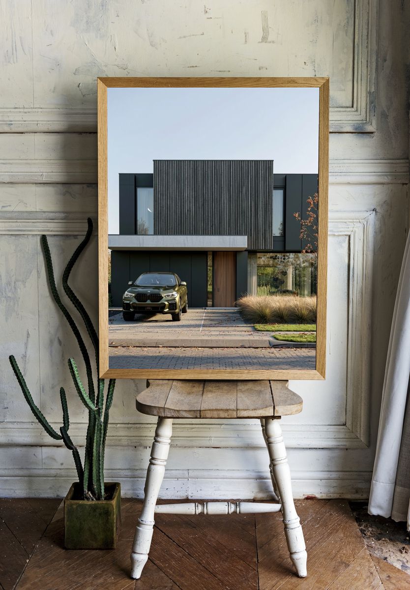Modern House with SUV Photography Poster. — room view 1