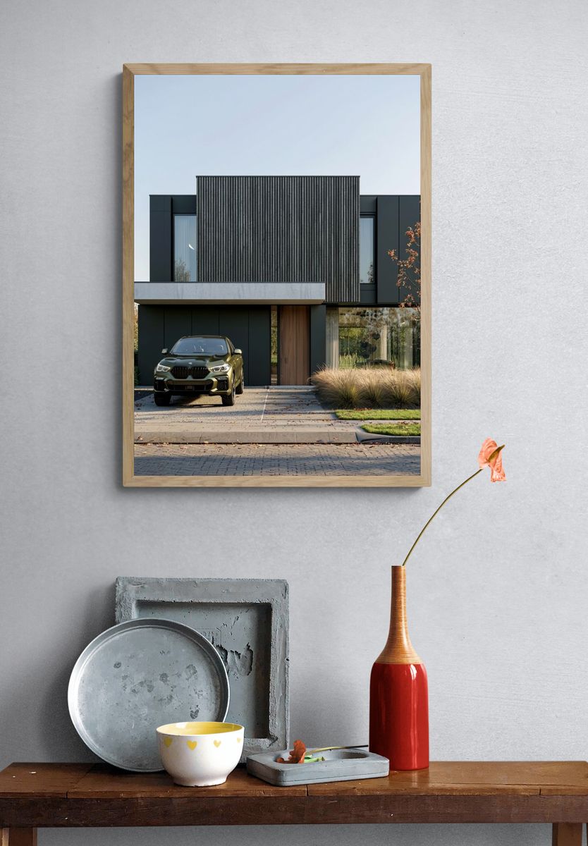 Modern House with SUV Photography Poster. — room view 3