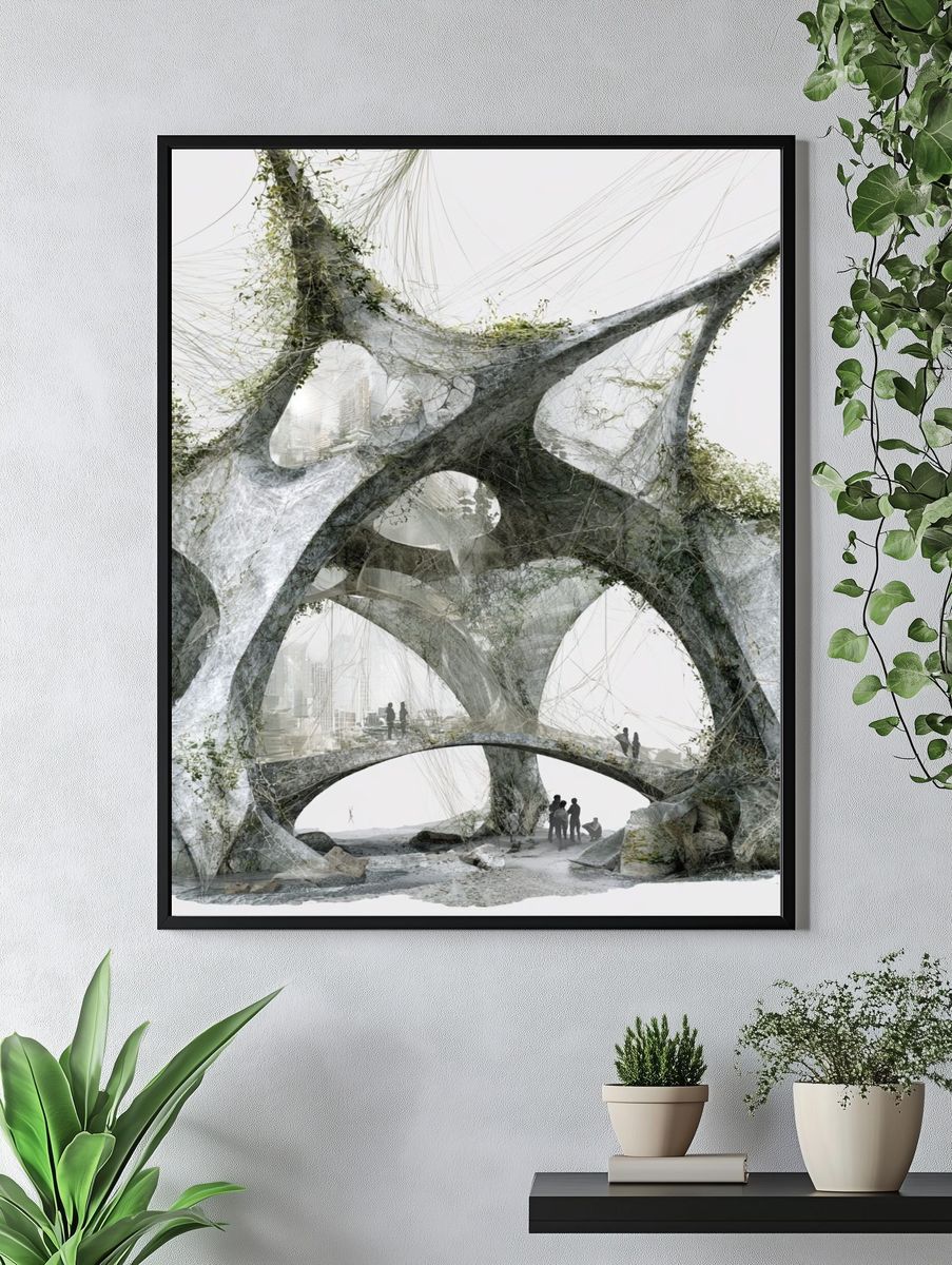 Futuristic Webbed Structure Architecture Poster. — room view 4