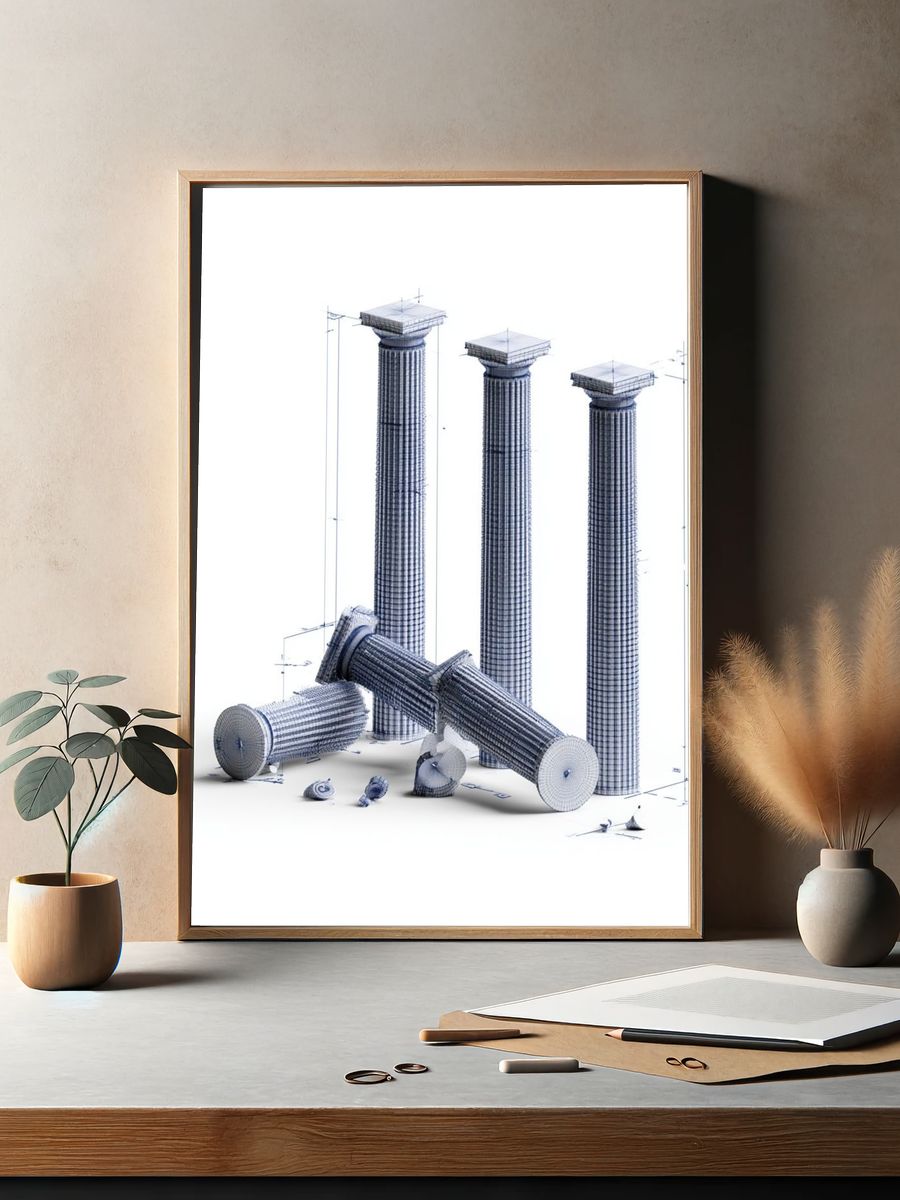 Classical Columns Blueprint Print. — room view 2