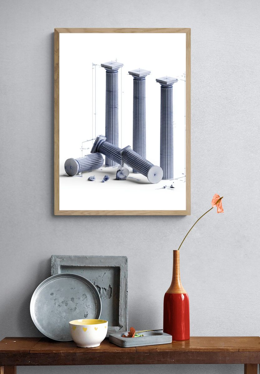 Classical Columns Blueprint Print. — room view 3