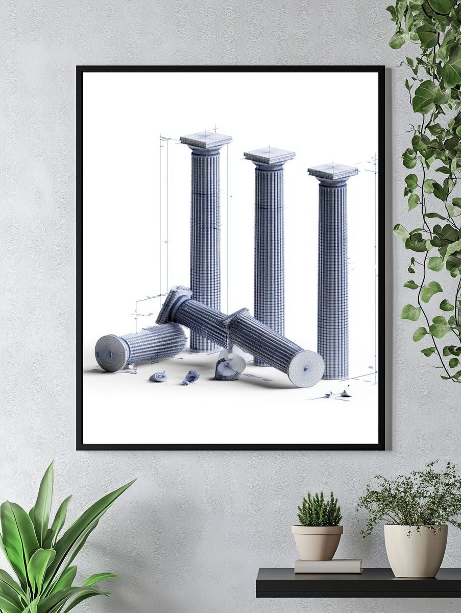 Classical Columns Blueprint Print. — room view 4