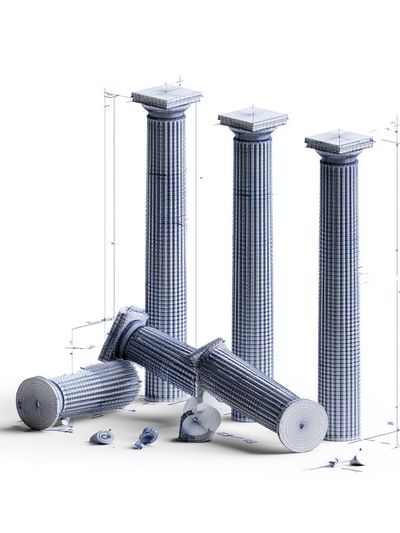 Classical Columns Blueprint Print.