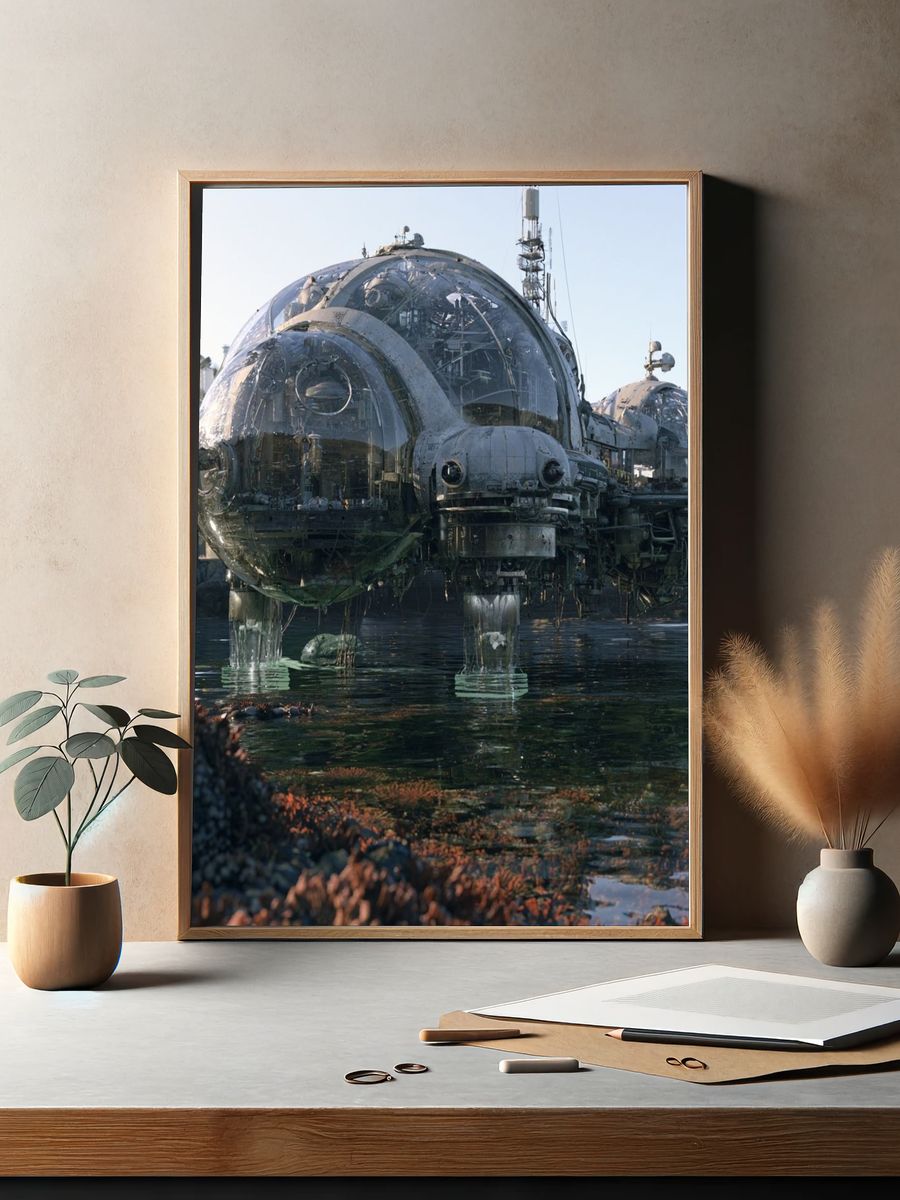 Futuristic Seaside Dome Poster. — room view 2