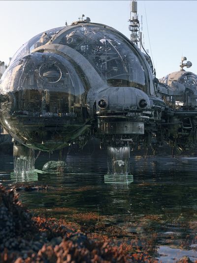 Futuristic Seaside Dome Poster. poster