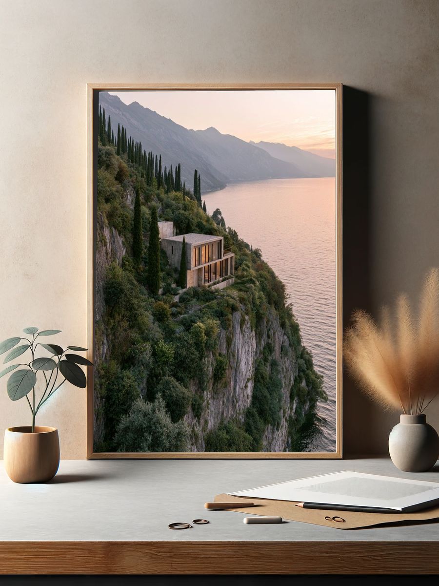 Cliffside Villa at Sunset Poster. — room view 2