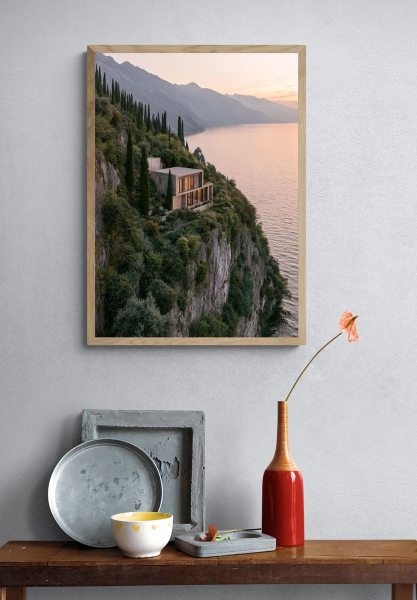 Cliffside Villa at Sunset Poster. — room view 3