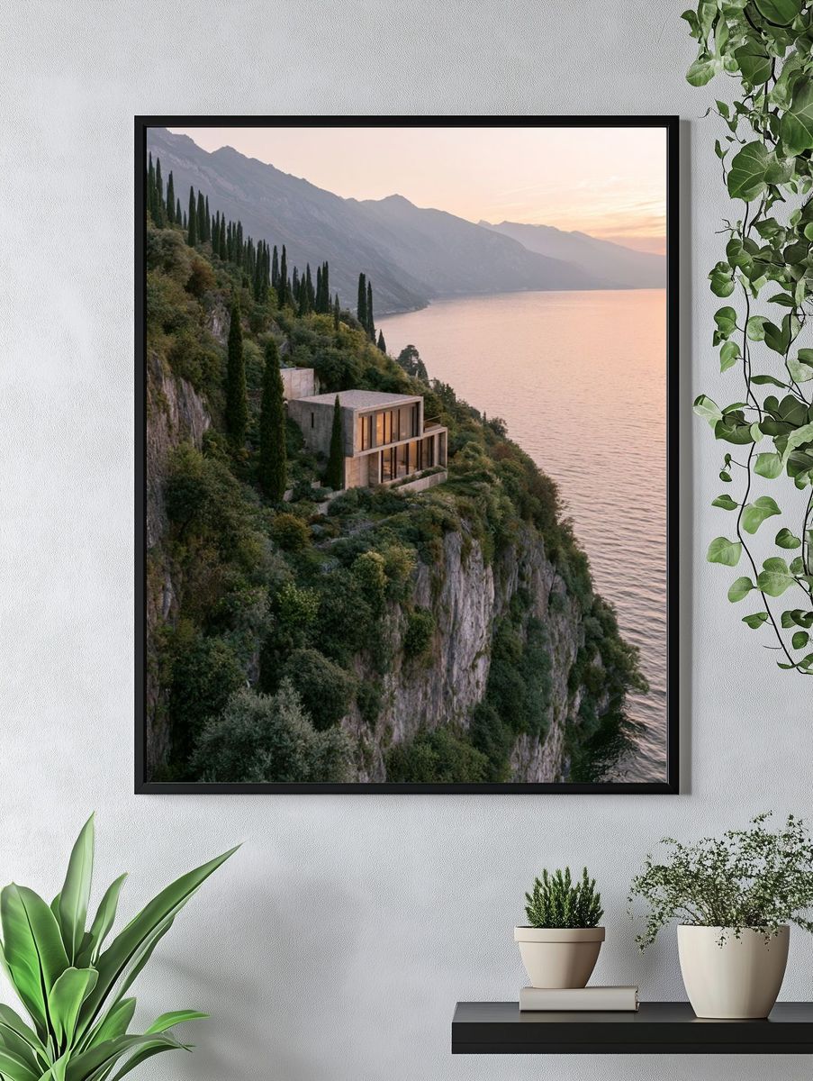 Cliffside Villa at Sunset Poster. — room view 4