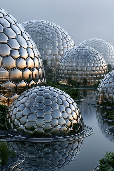 Futuristic Geodesic Domes Architecture Print.