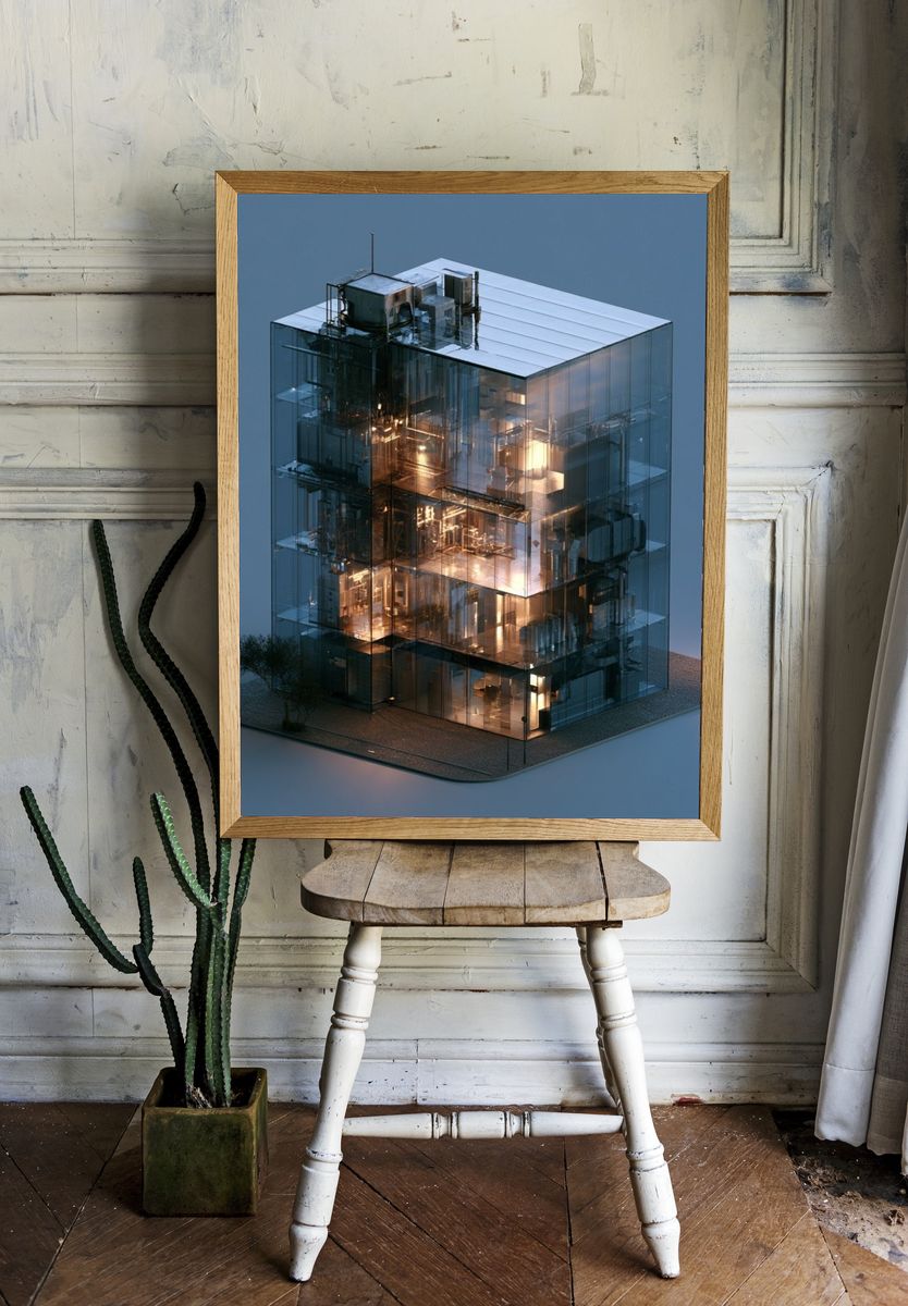 Glass Tower Architecture Print. — room view 1