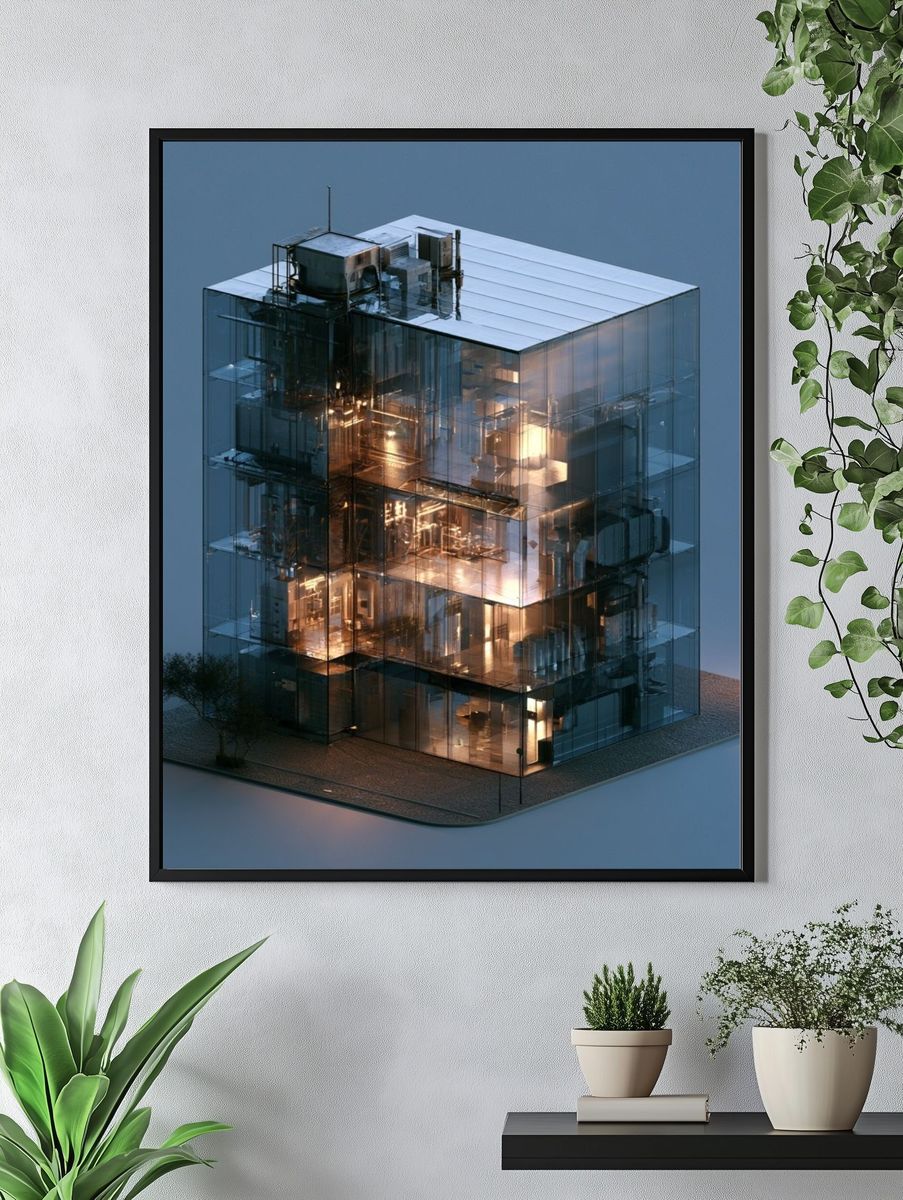 Glass Tower Architecture Print. — room view 4