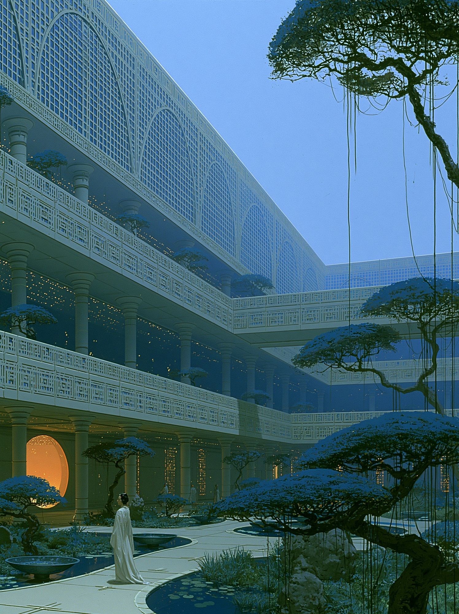 Futuristic Courtyard Architecture Print. poster detail