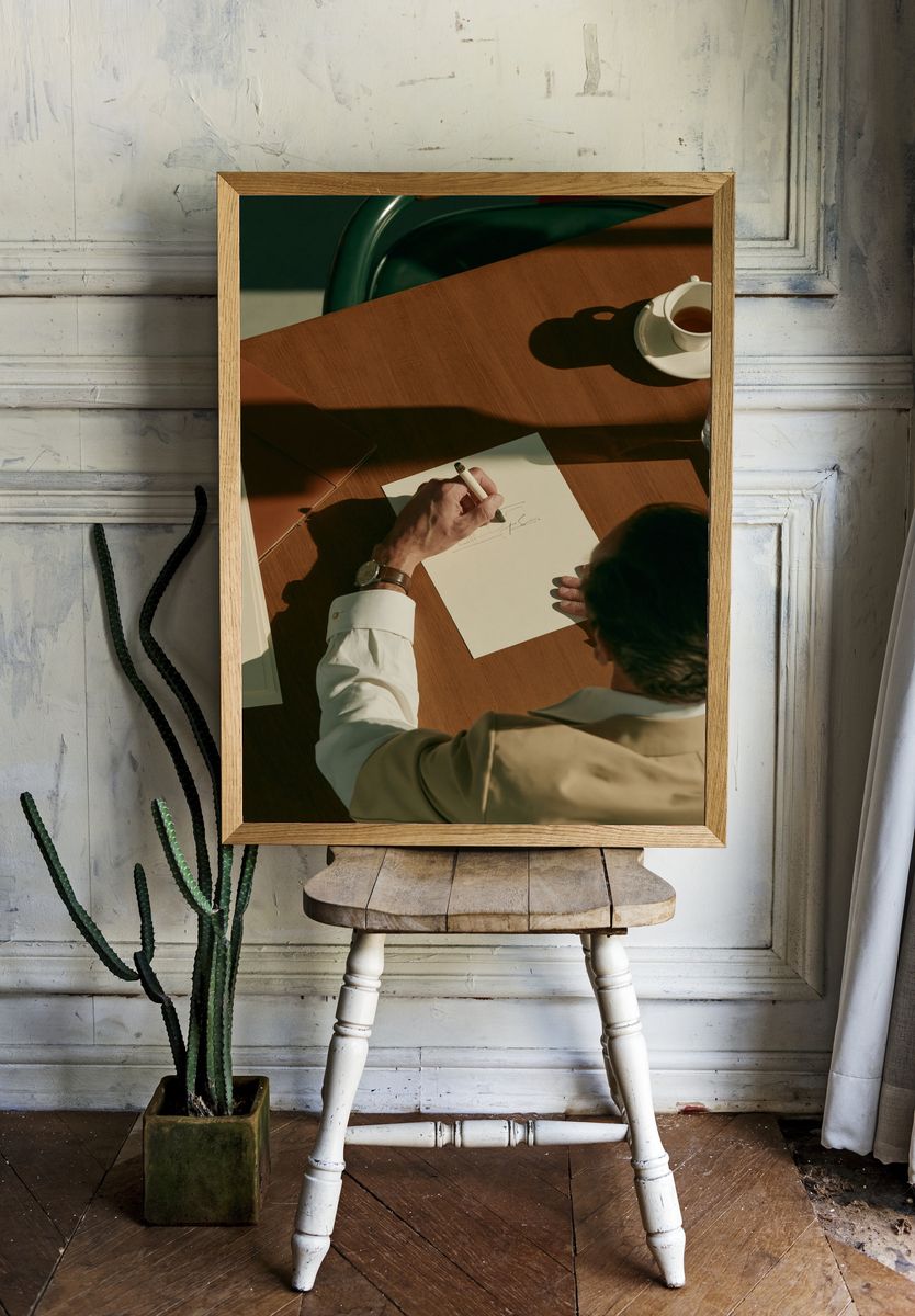 Architect Sketching Desk Photography Poster. — room view 1