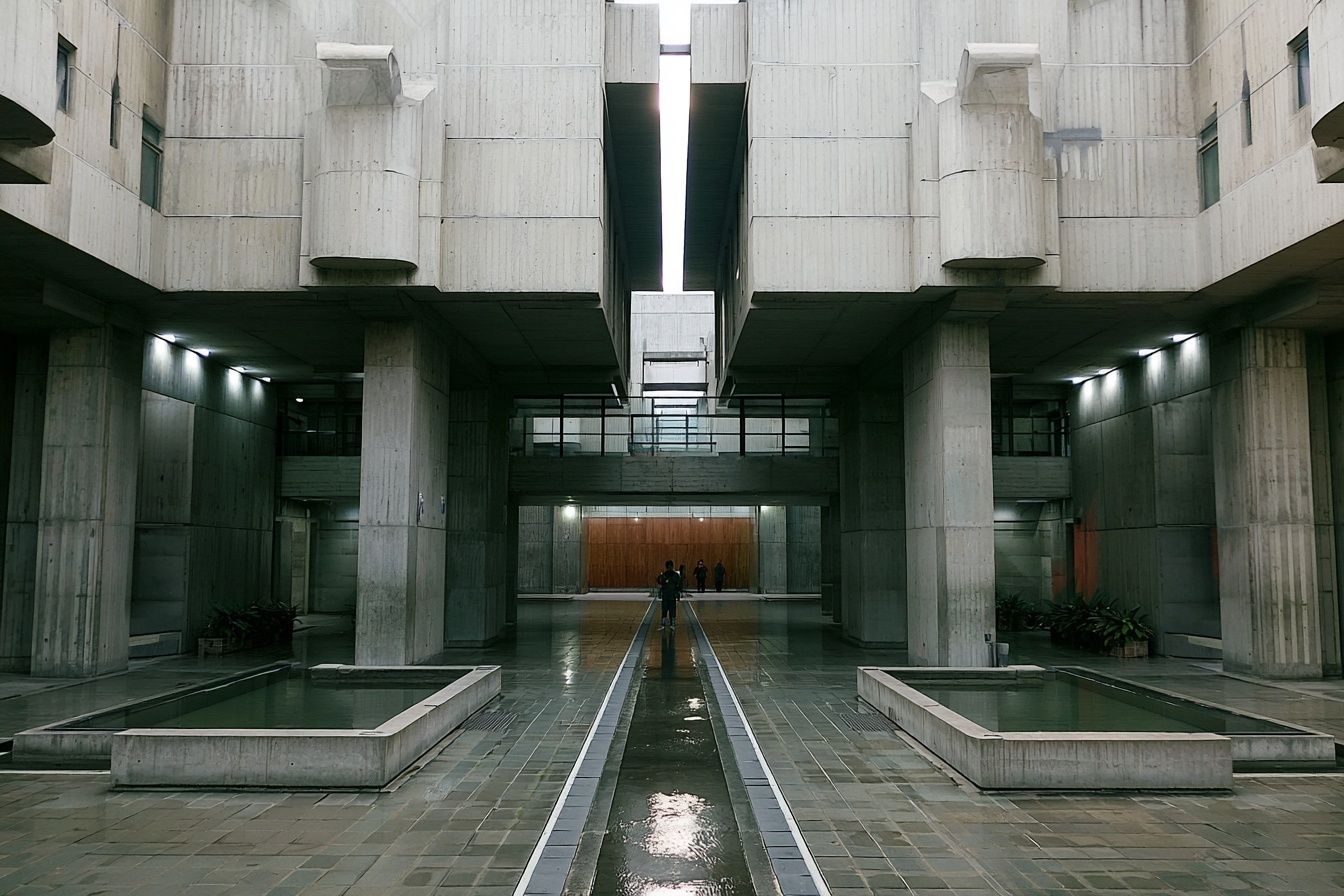 Brutalist Courtyard Architecture Poster. poster — architecture art