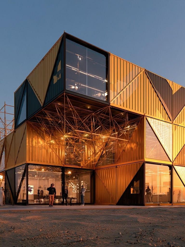 Golden Modular Pavilion Photography Poster. poster — architecture art