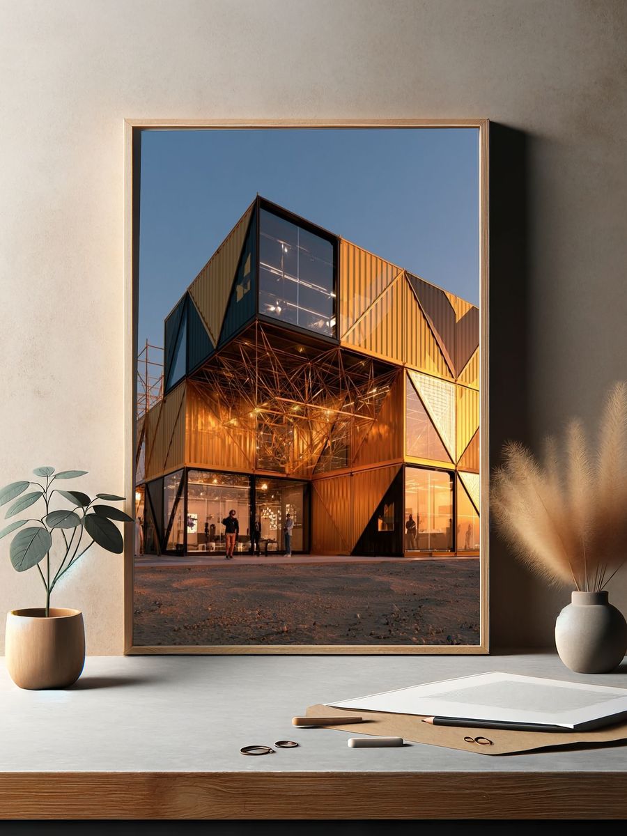 Golden Modular Pavilion Photography Poster. — room view 2