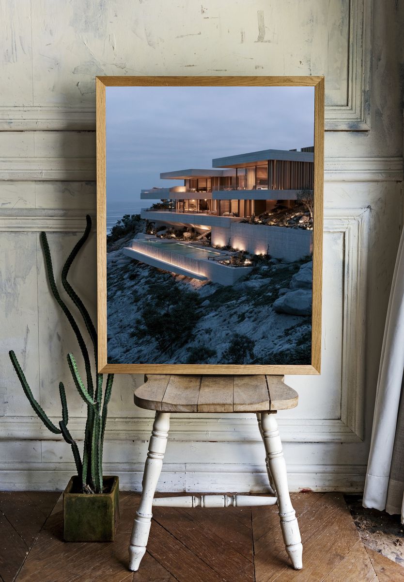 Cliffside Modern Villa Print. — room view 1