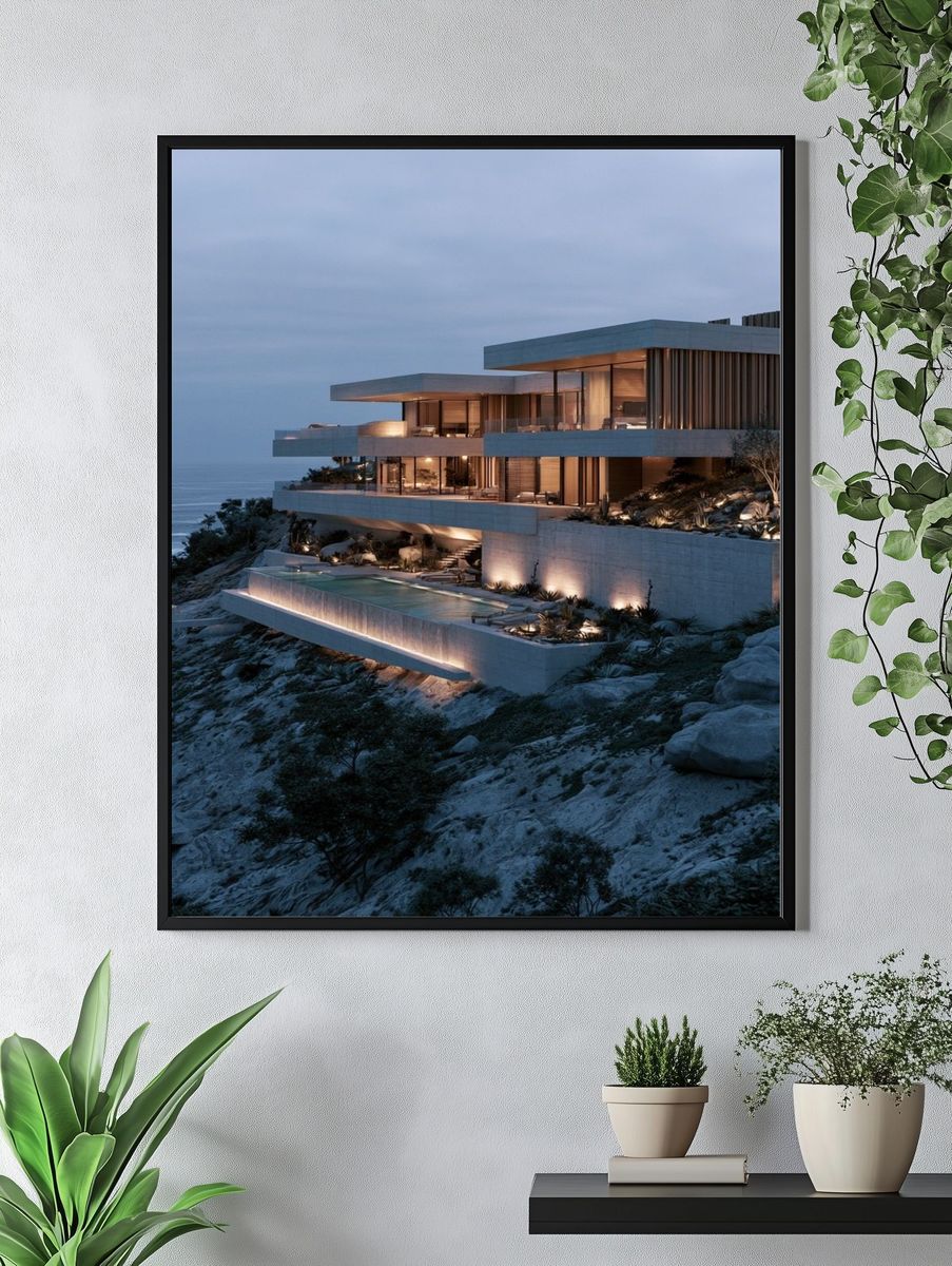 Cliffside Modern Villa Print. — room view 4