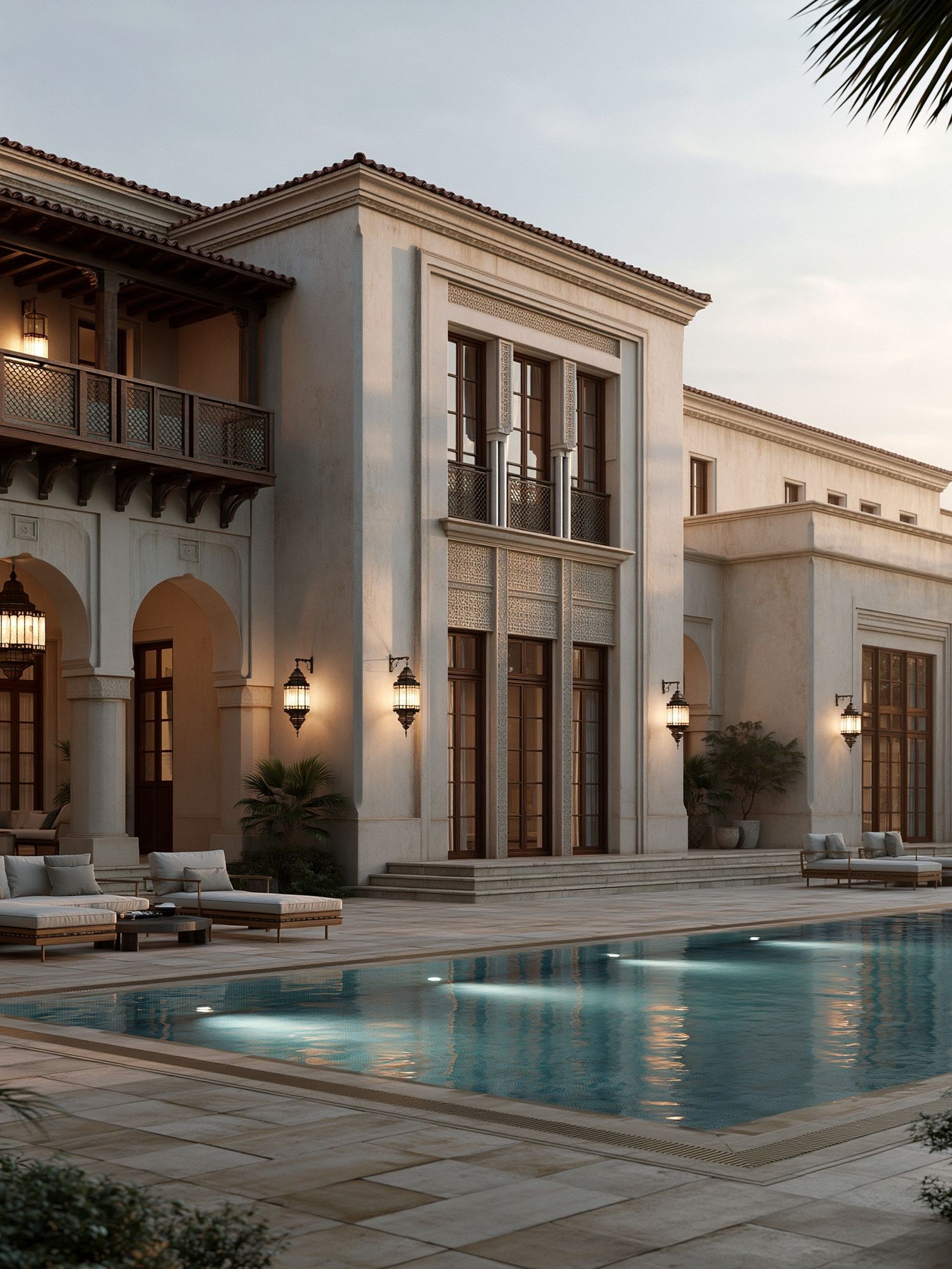 Mediterranean Villa Poolside Architecture Print. poster detail
