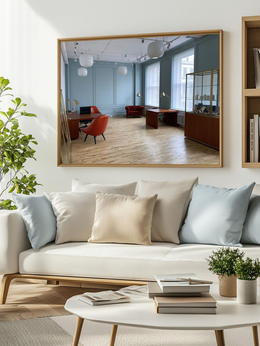 Elegant Blue Office Interior Poster. — room view 2