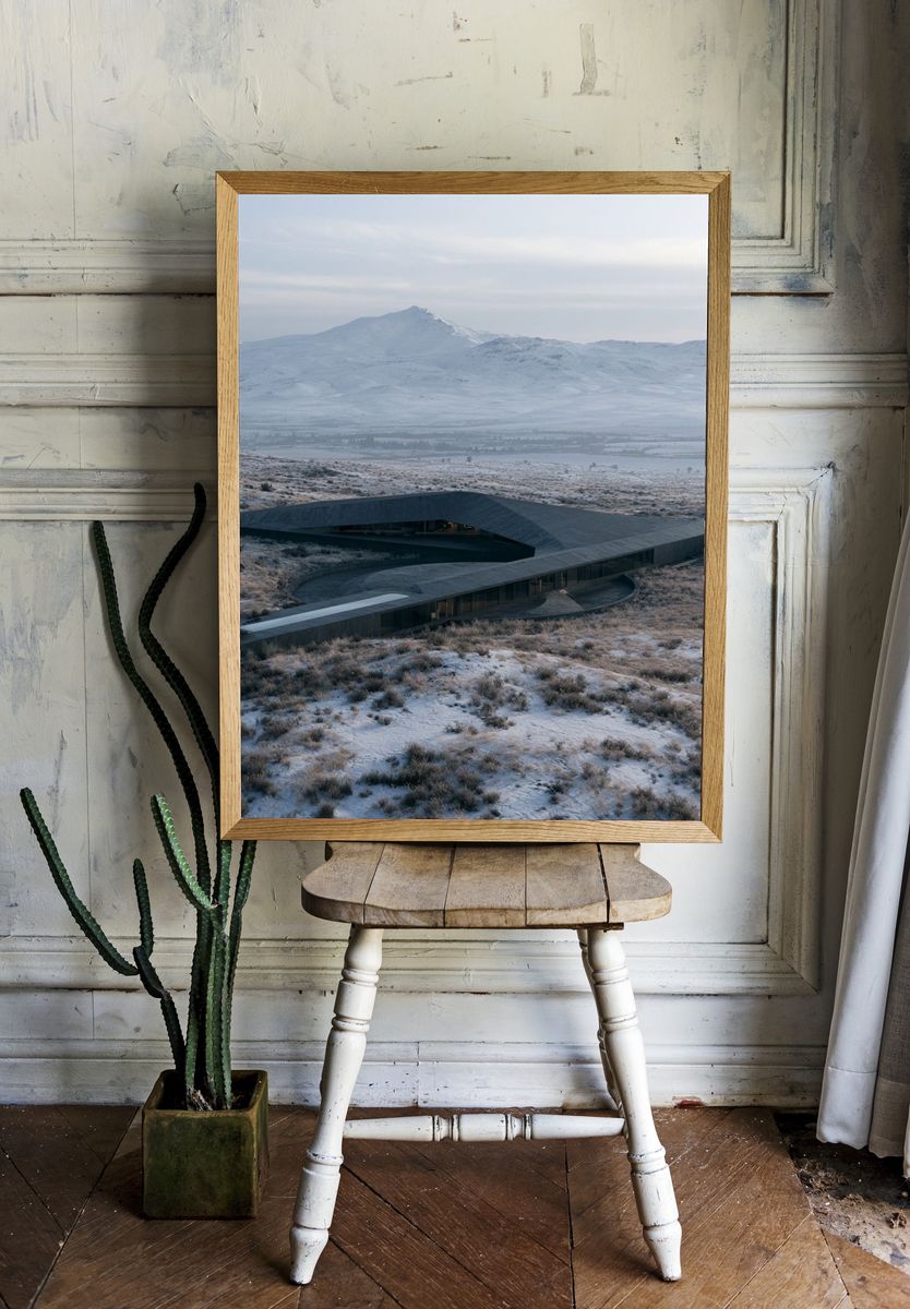 Snowy Mountain House Architecture Poster. — room view 1