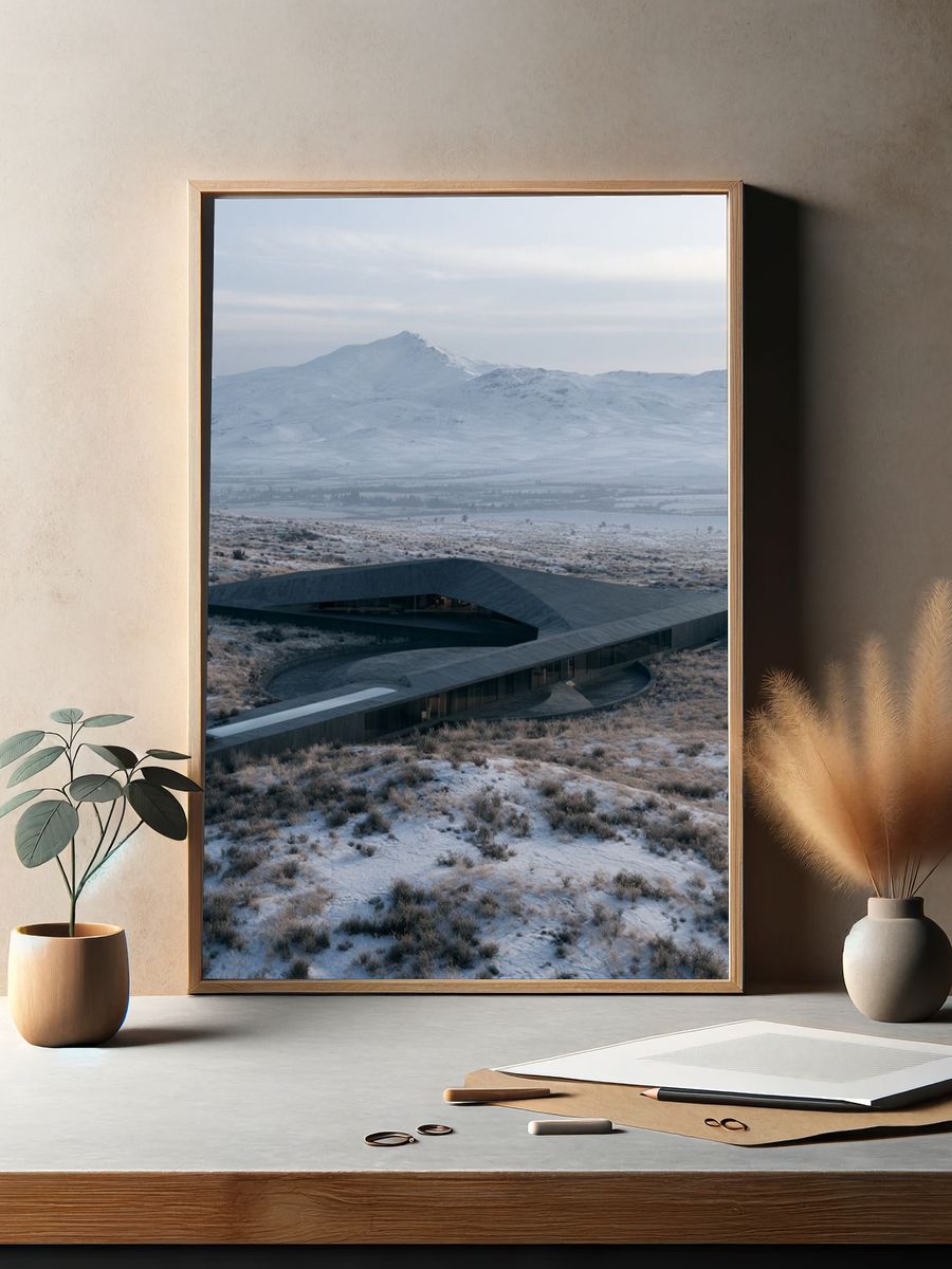 Snowy Mountain House Architecture Poster. — room view 2