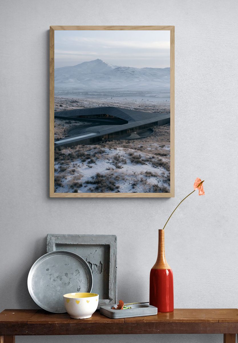 Snowy Mountain House Architecture Poster. — room view 3