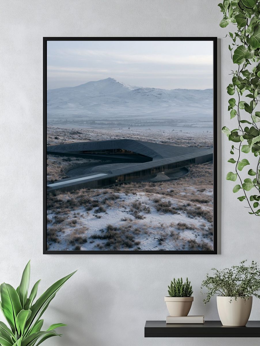 Snowy Mountain House Architecture Poster. — room view 4