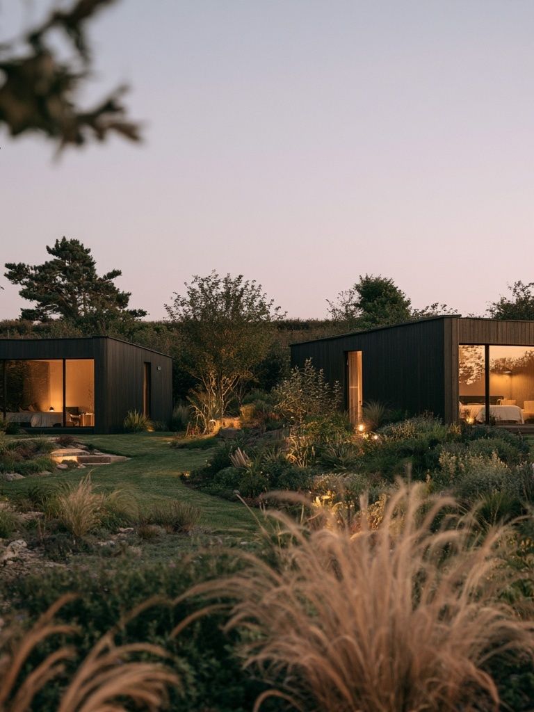 Modern Garden Cabins Photography Poster. poster detail