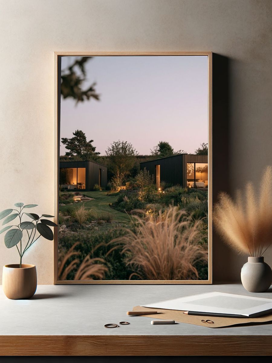 Modern Garden Cabins Photography Poster. — room view 2