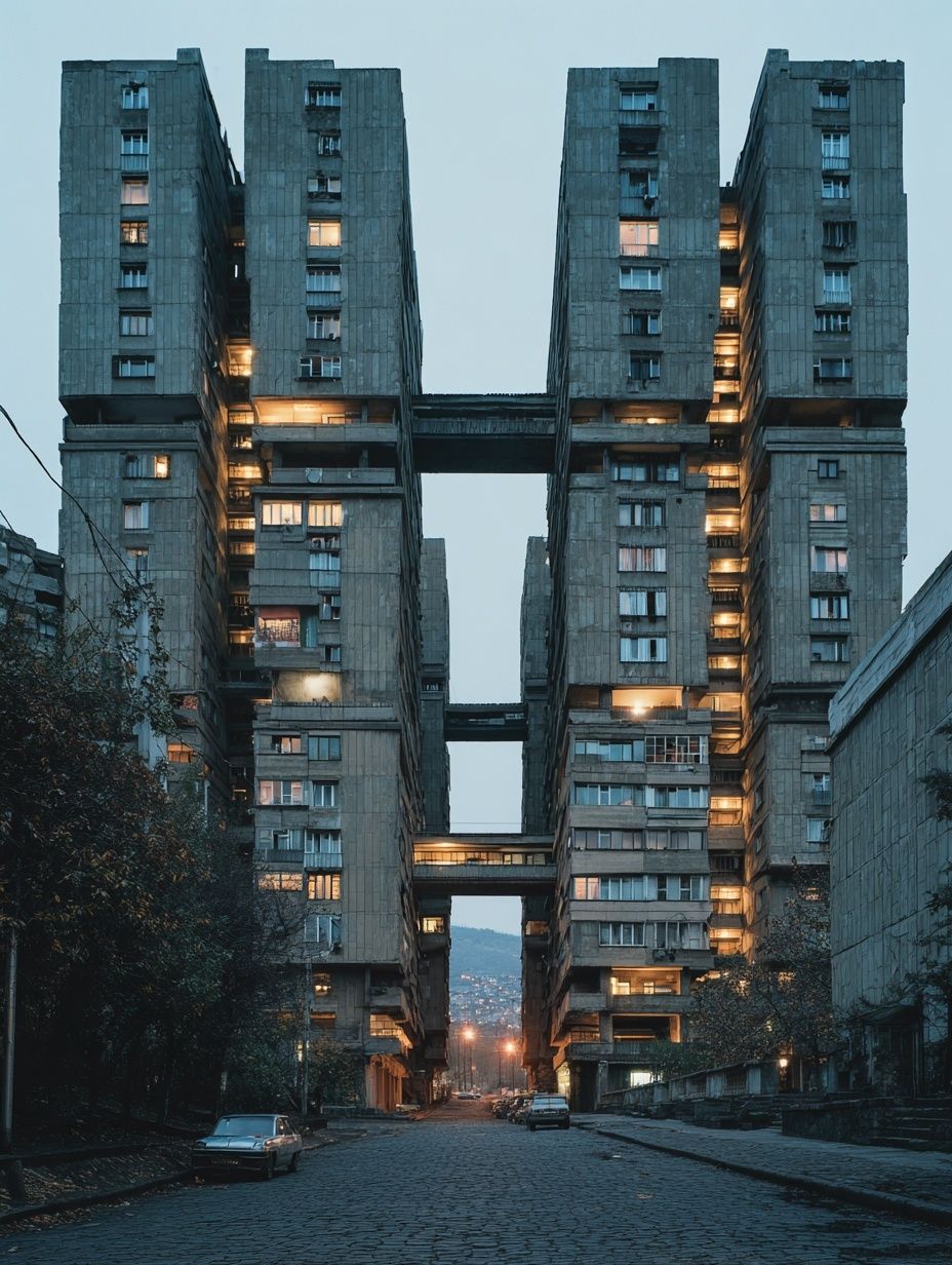 Brutalist Apartment Blocks Poster. poster — architecture art