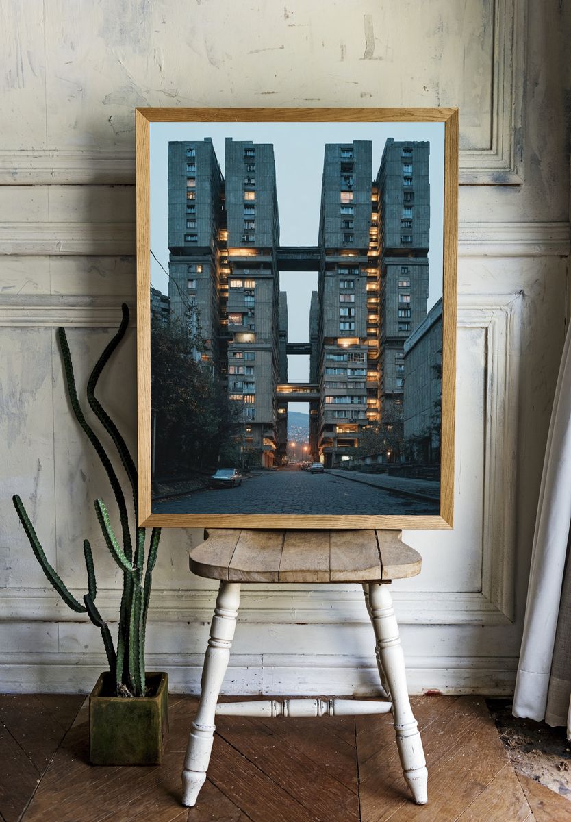Brutalist Apartment Blocks Poster. — room view 1