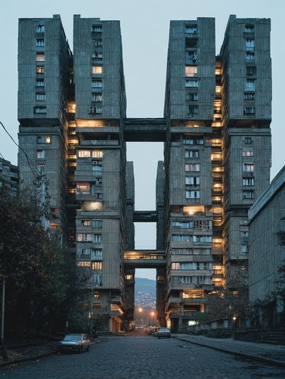 Brutalist Apartment Blocks Poster. poster