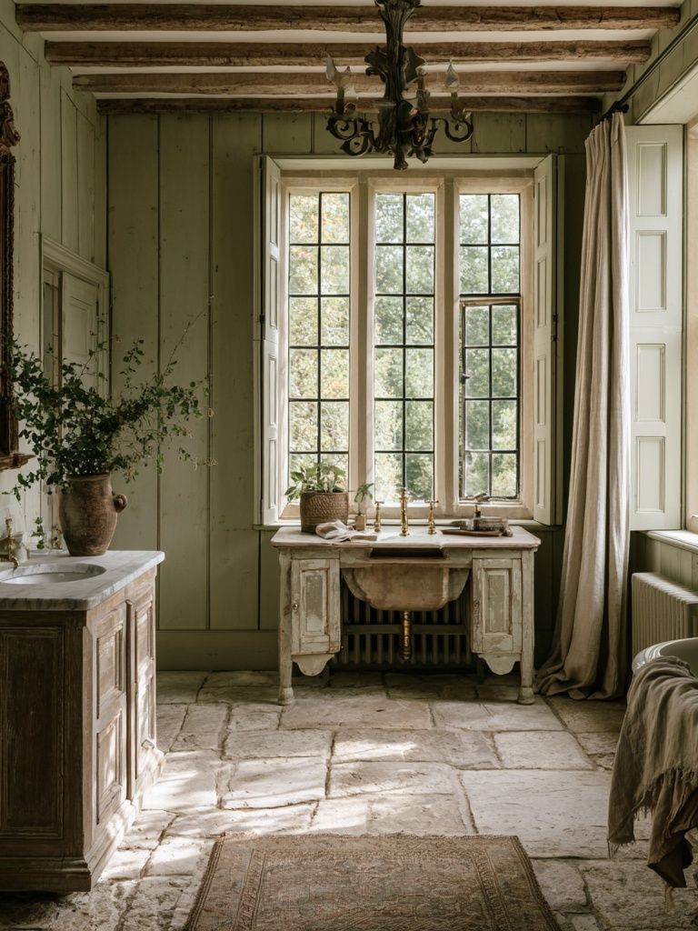Rustic French Bathroom Interior Print. poster detail