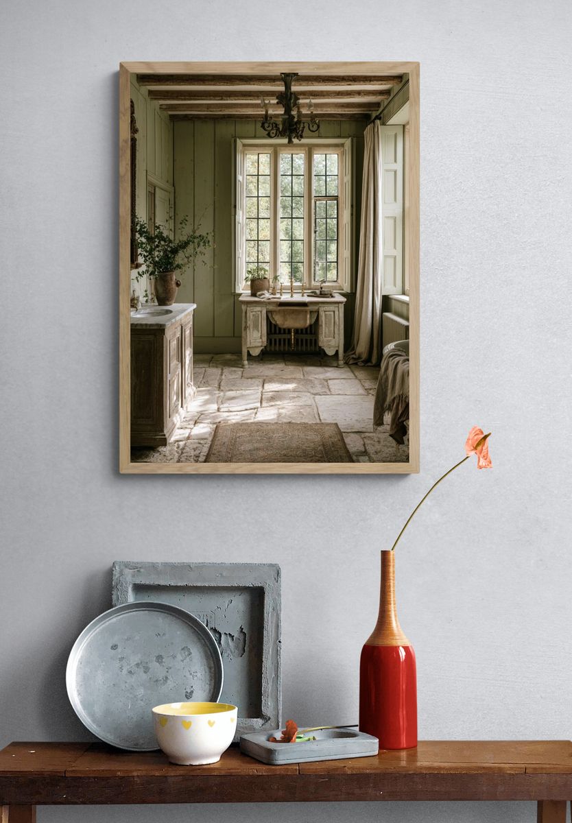 Rustic French Bathroom Interior Print. — room view 3