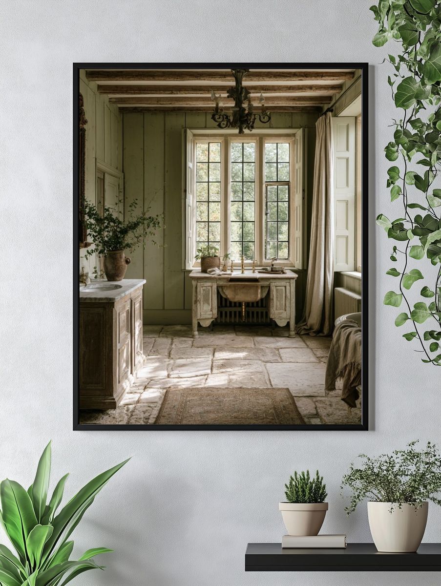 Rustic French Bathroom Interior Print. — room view 4