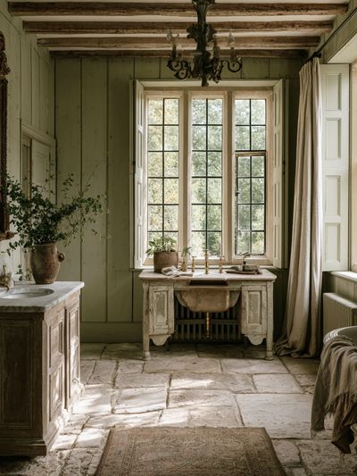 Rustic French Bathroom Interior Print.