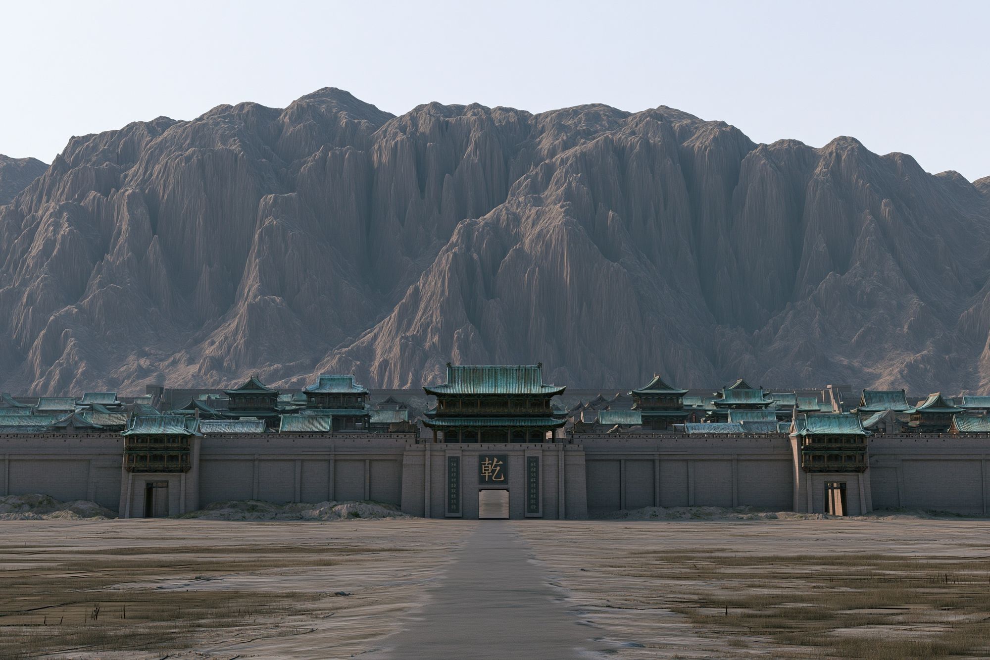 Ancient Fortress Mountain Landscape Print. poster detail