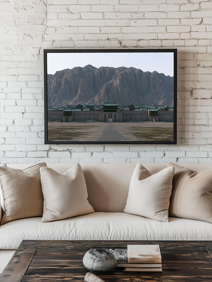 Ancient Fortress Mountain Landscape Print. — room view 1
