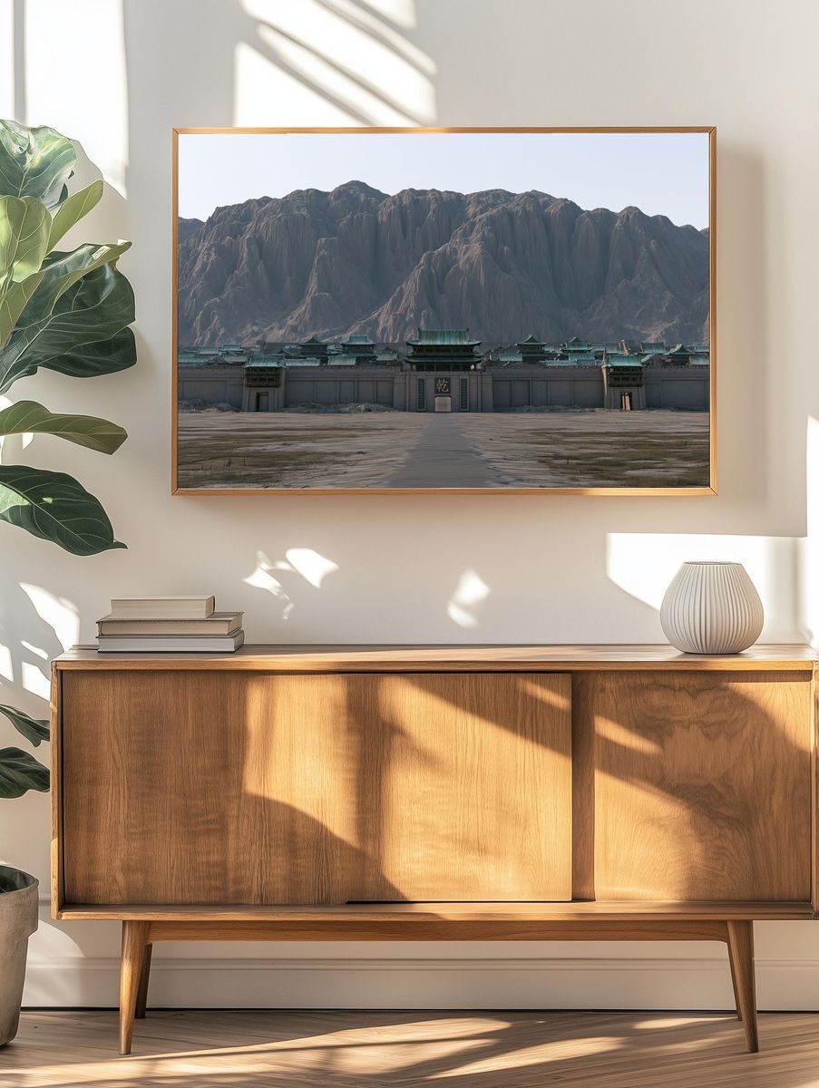 Ancient Fortress Mountain Landscape Print. — room view 3