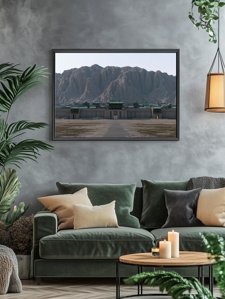 Ancient Fortress Mountain Landscape Print. — room view 4