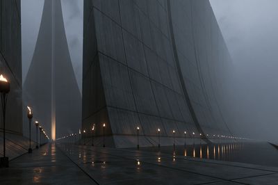 Foggy Futuristic Citadel Architecture Poster.
